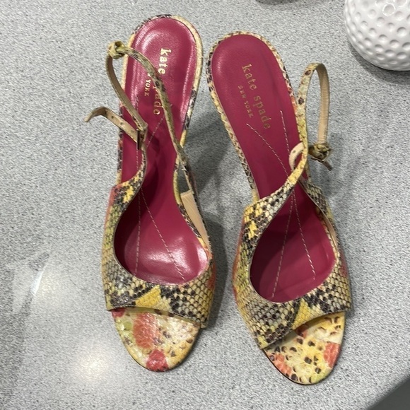 Kate Spade New York Womens Snakeskin Open Toe Stiletto Slingback Heels Sz 8 B - Picture 4 of 12